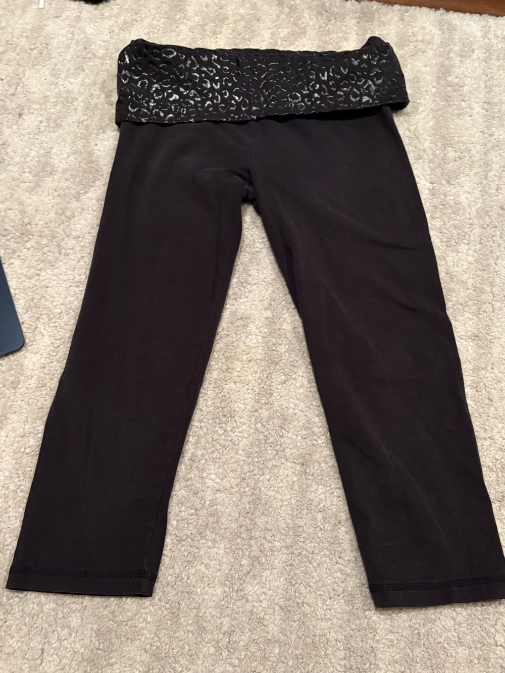 PINK Victoria's Secret Black Fold-Over Waist Capri Leggings